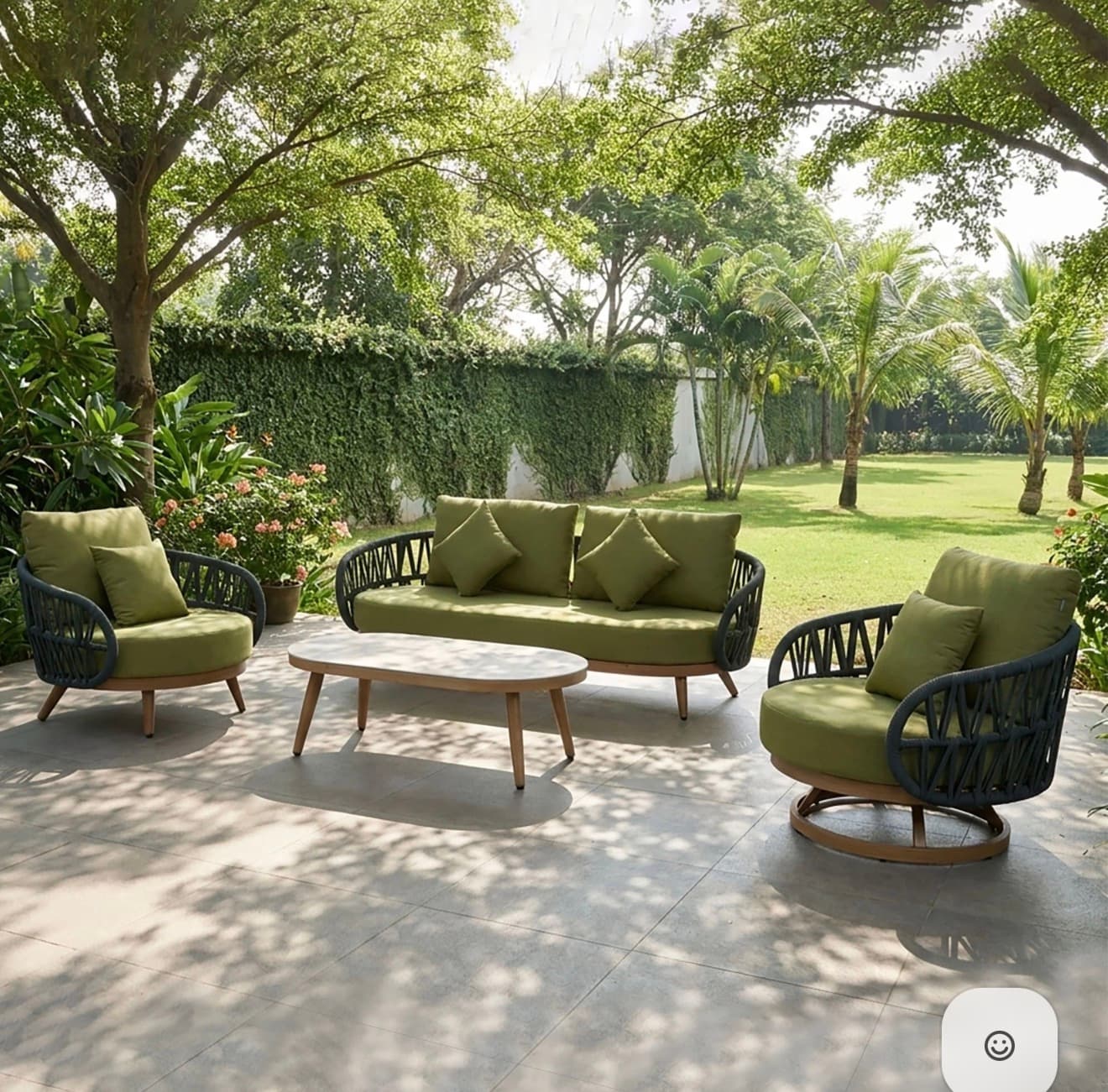 Luna Range Dark Green Rope Sofa Set, from the Garden collection