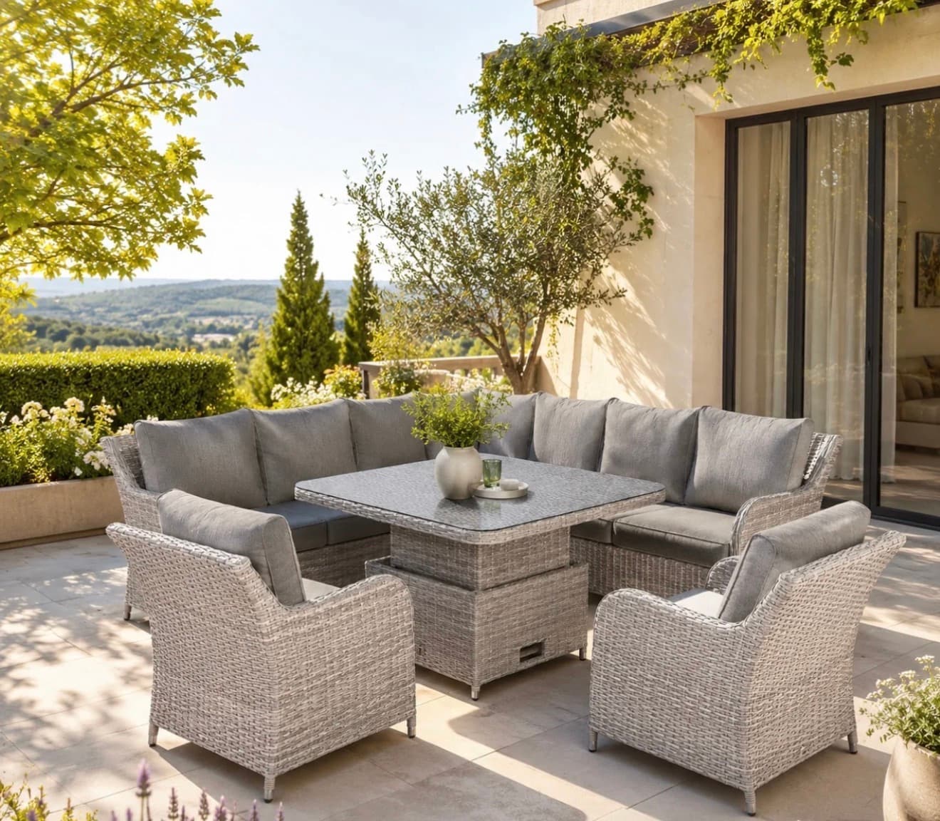 Sicily Round Corner With Rising Table, from the Garden collection